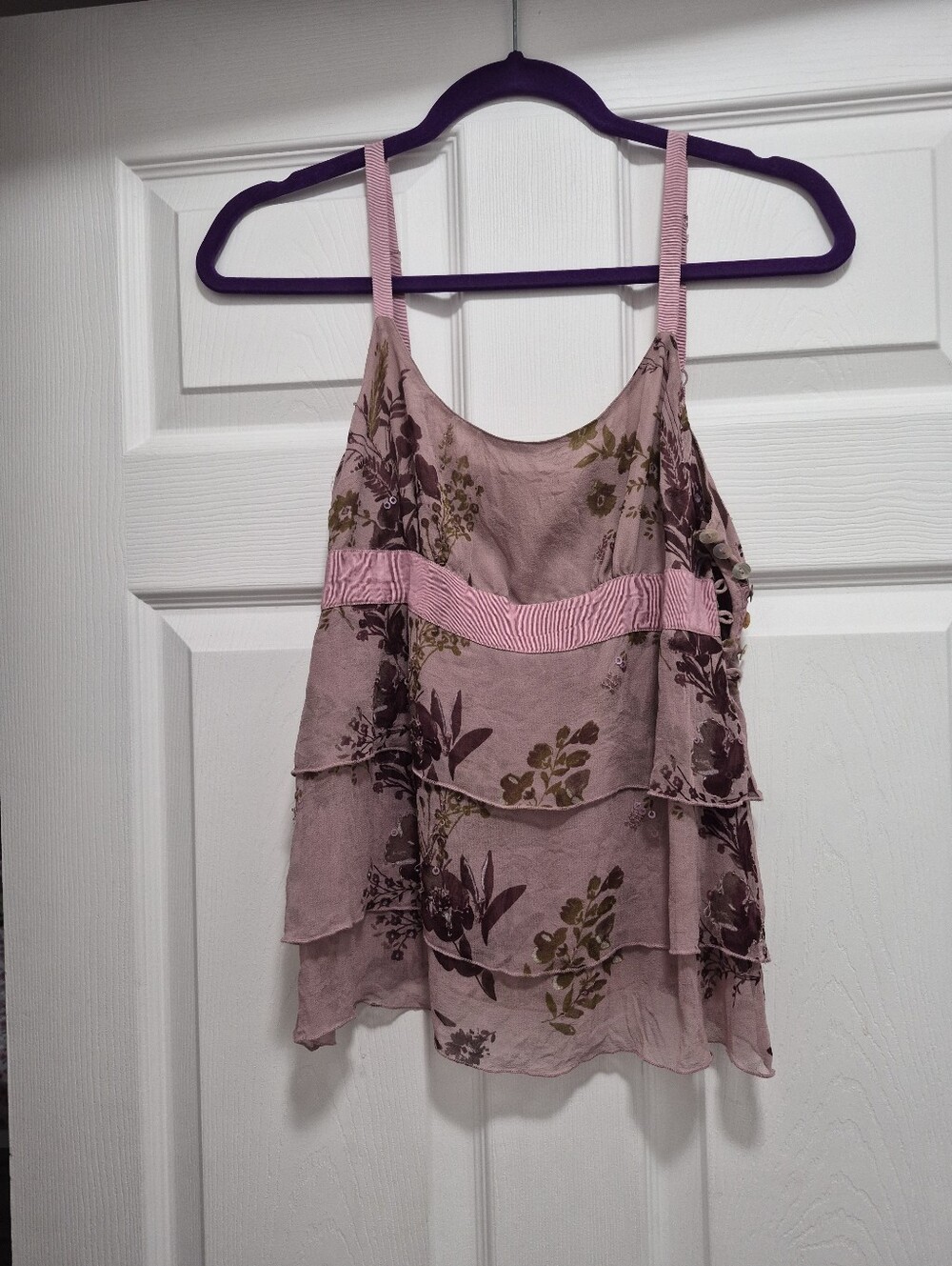 Floral Tiered Pink Camisole Tank Top